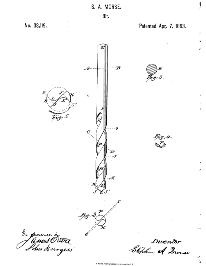 S. Morse twist drill in 1863